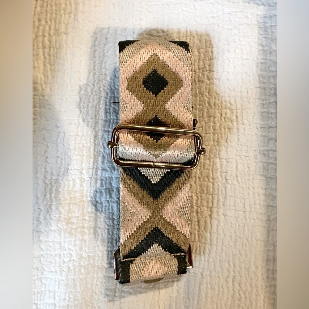 Wide embroidered purse strap